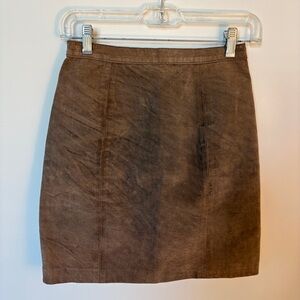Brown Suede Mini Skirt